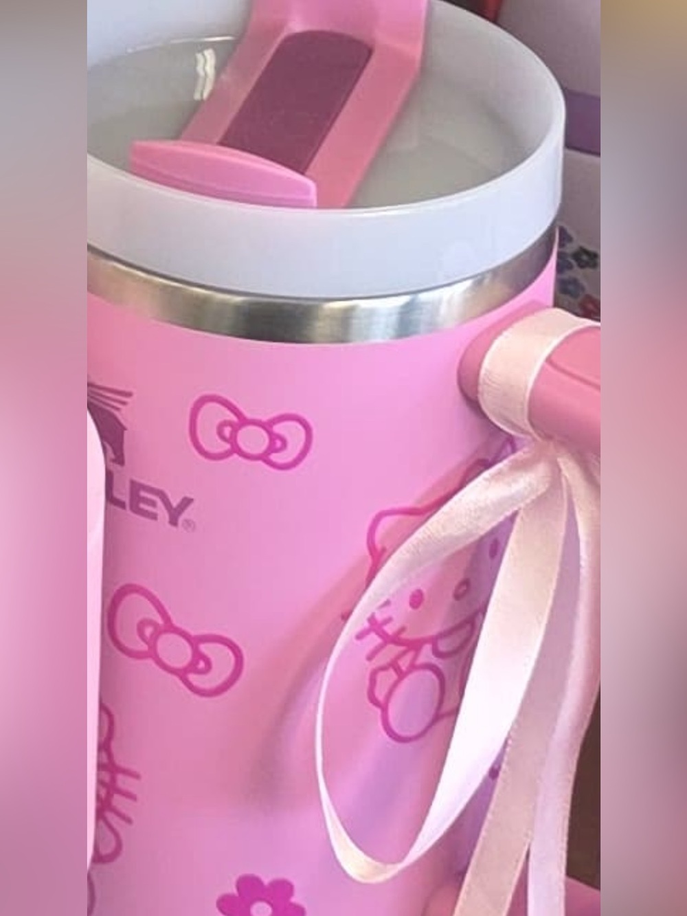 Stanley x Hello Kitty pink fuschia cold cup 40oz straw cap bottle flowstate
